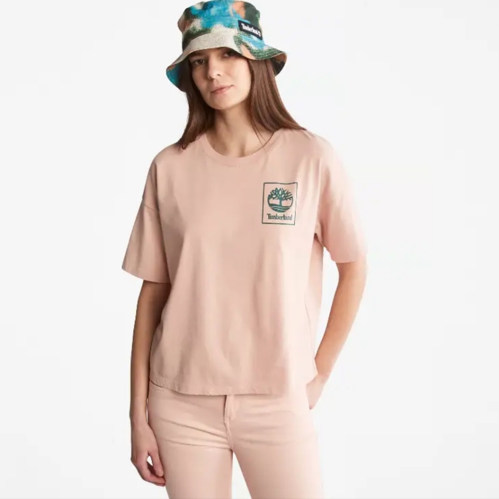 Timberland Relaxed Fit Blush Logo Tee Women's Large 🆕
